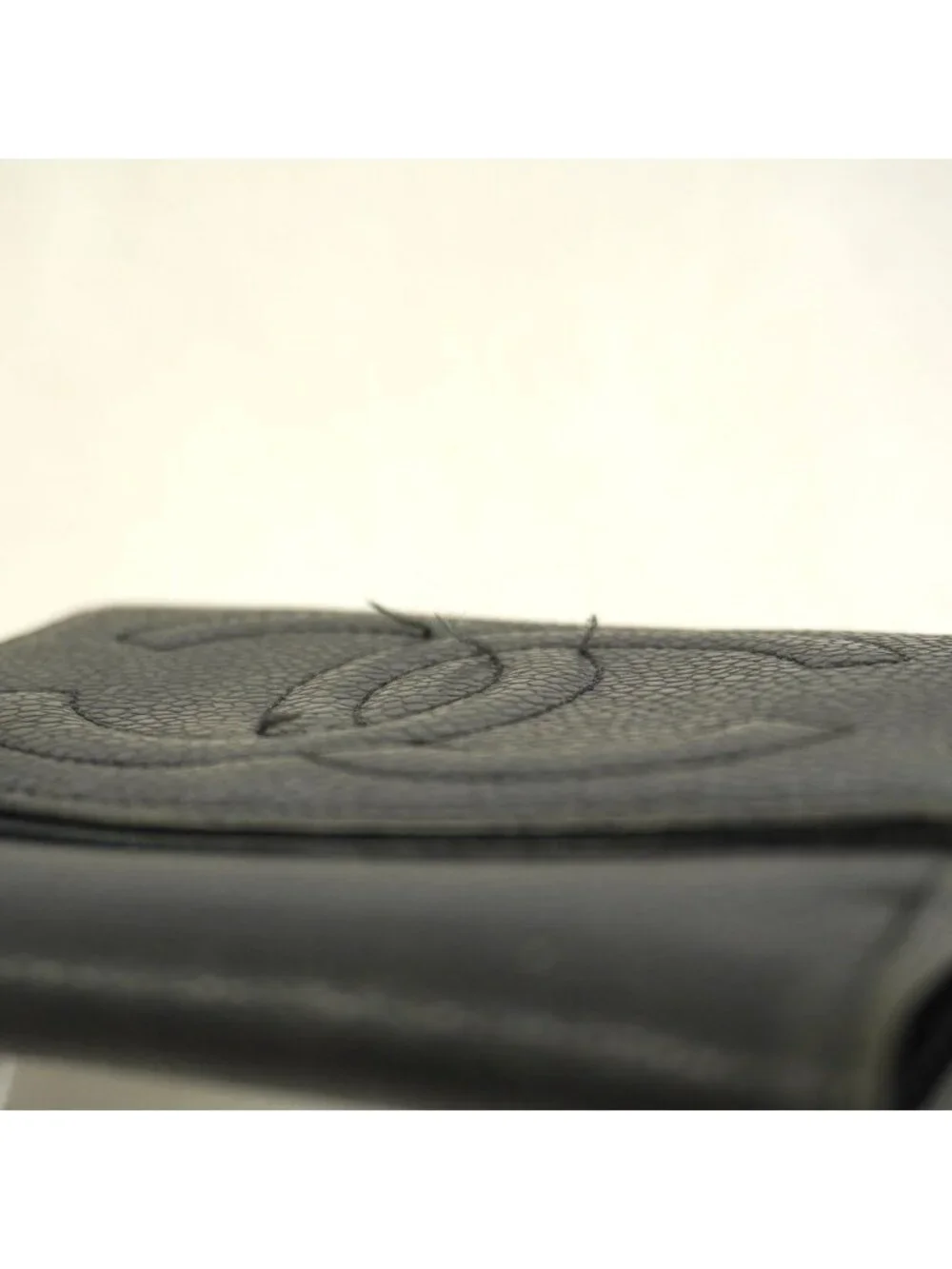 Chanel Wallet Caviar Leather Black Gold
